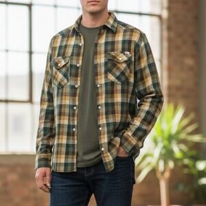 Vans x Cathy Van Engel Flannel Shirt Pearl Snap Sz XL Western Skater Green Plaid